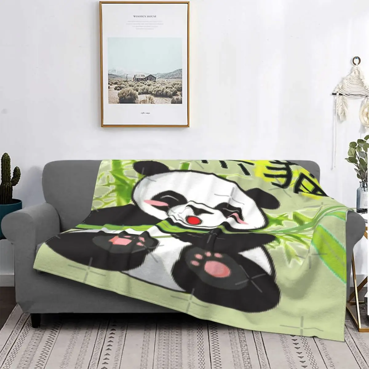 

Manta a cuadros de Panda 53 para cama, manta de playa, manta de lana, bonita, amigable con los animales