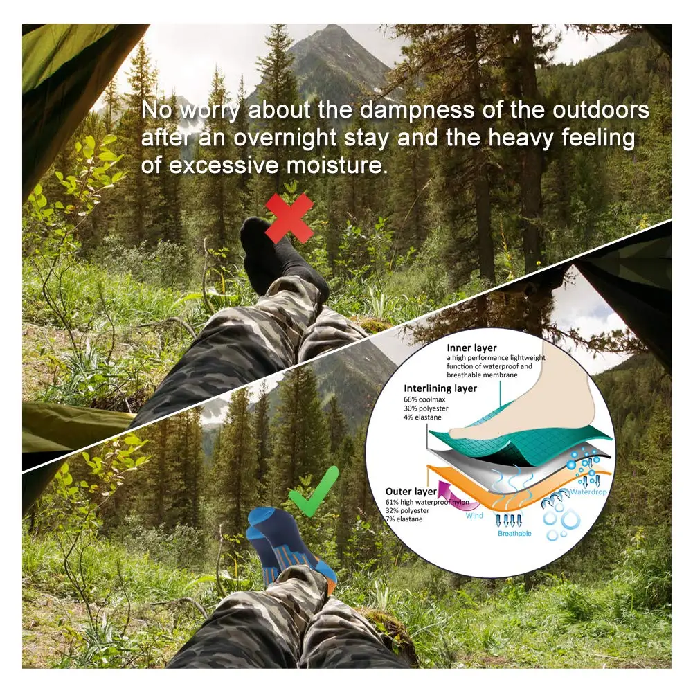 1 пара женские водонепроницаемые дышащие носки для занятий спортом на открытом