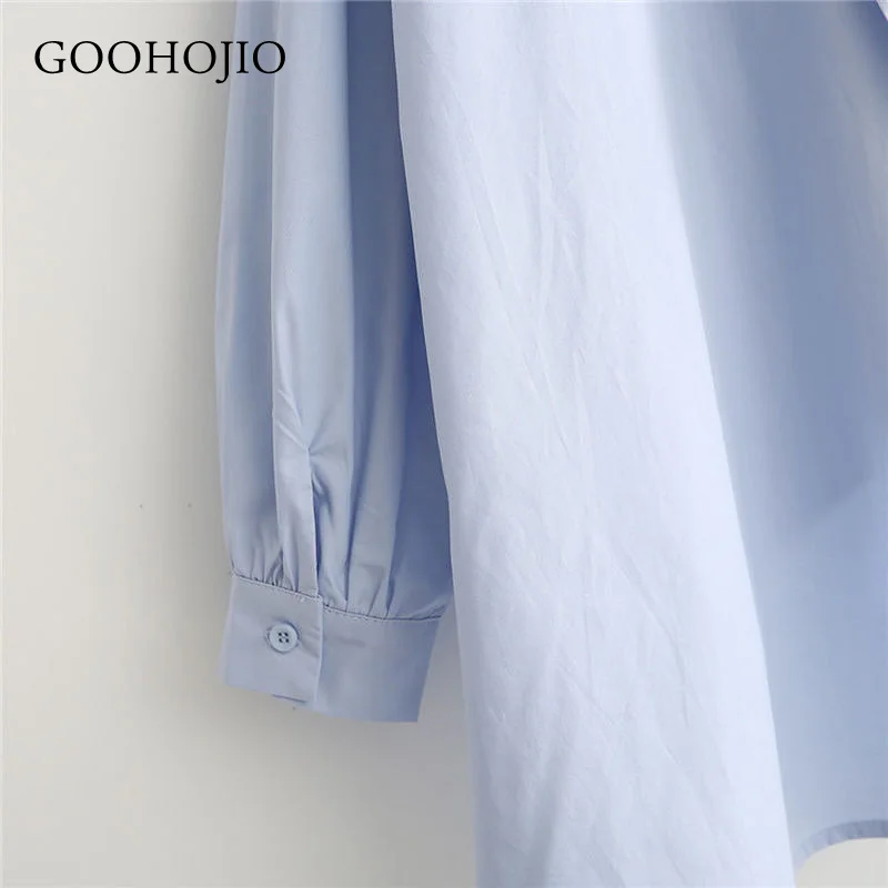 

GOOHOJIO 2021 New Spring and Autumn Casual Irregular Shirt Women All-match Polo Collar Shirts for Women Fashionable Women Shirts