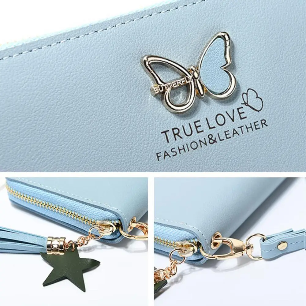 Модный женский кошелек с бабочкой ручкой на запястье чехол для телефона длинный