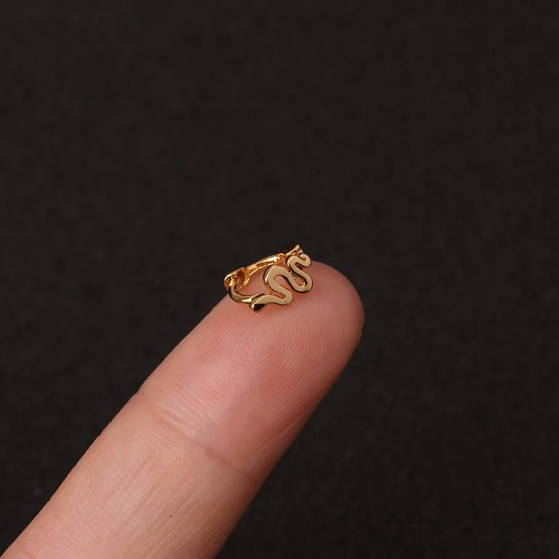 Маленькие серьги клипсы для ушей в форме змеи с фианитами|Украшения тела| |