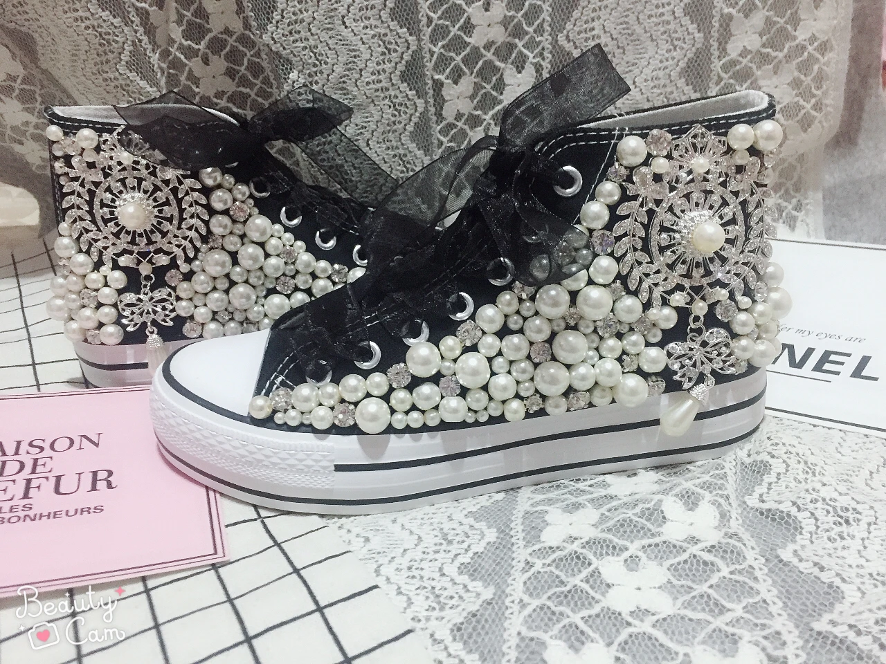 

Новинка ручной работы, инкрустированный кристаллами и бриллиантами, бант ручной работы, жемчуг, промышленная толстая подошва canva 2FW7