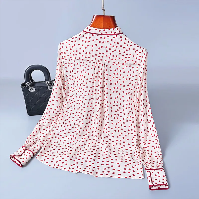 Women Long Sleeve Shirts Print Polka Dot Blouse Fashion Clothing Ladies Tops Spring Autumn Blusas LWL1630