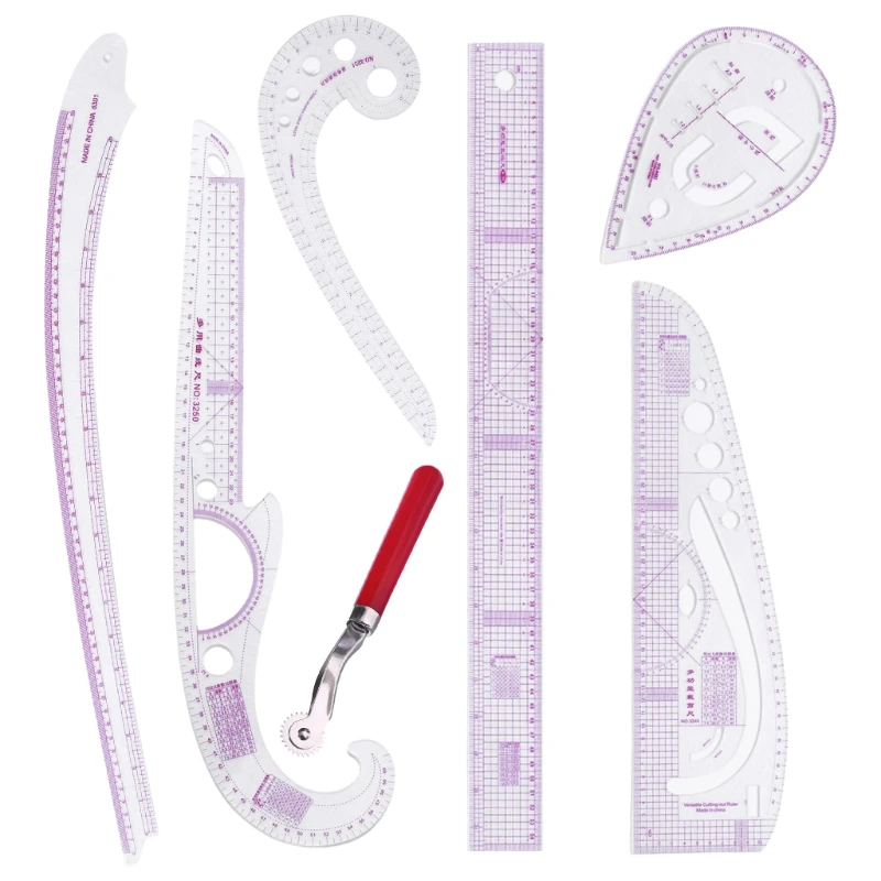 

7pcs/set Tailor Comma Curve Grading Ruler Measure Sewing Dressmaking Yardstick Drawing Template Patchwork Tool