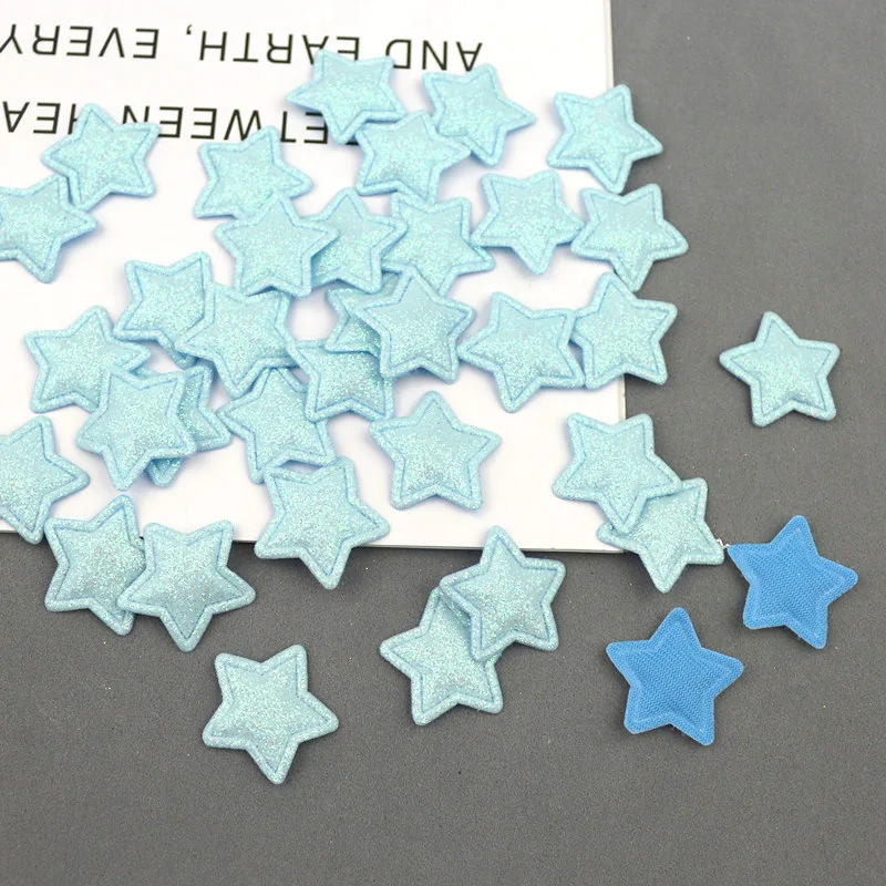 

50Pcs 25mm Glitter Padded Fabric Mix Star Patches Applique Wedding Making Children Hair Clip Accessories DIY Craft Supplies