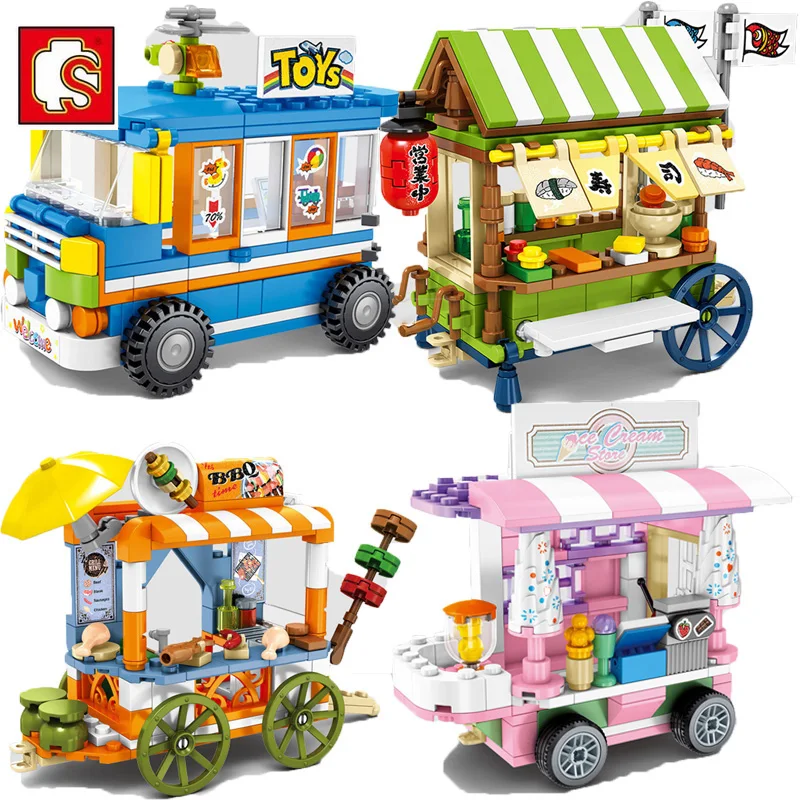 Sembo один мини городской уличный вид автомобиль серии еда мороженое магазин