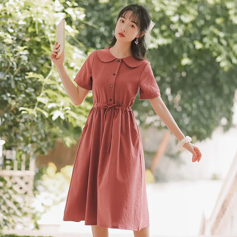 Женское однотонное платье COIGARSAM новые летние платья с коротким рукавом бантом и