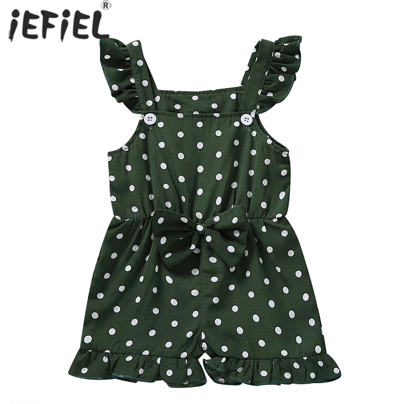 

Baby Girls Rompers Ruffle Flounced Sleeve Polka Dot Print Romper Summer Square Neck Jumpsuit Newborn Baby Playsuits For Girls
