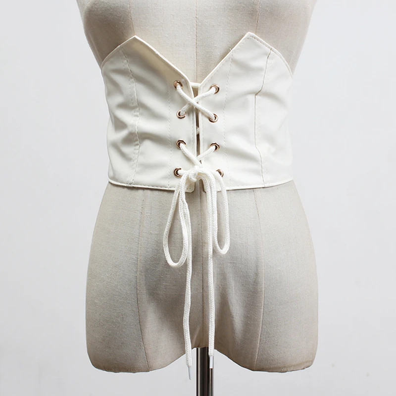 

SeeBeautiful PU Leather Belts Female Drawstring Lace Up Irregular Wide Waist Seal Girdle Summer Spring 2021 New Fashion W981