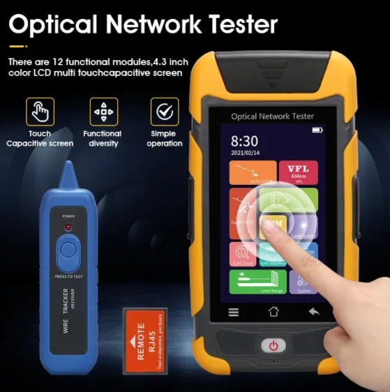 

AUA8513U/A SM MM OTDR 850/1300nm 1625nm Fiber Optic Reflectometer Touch Screen VFL OLS OPM Event MapEthernet Cable Tester