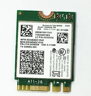 

Новинка для Intel Wireless-N 7260 7260NGW 7260BN NGFF Wlan Wi-Fi для Bluetooth 4,0 для IBM Thinkpad L440 T440 T440P X240 X230S T540