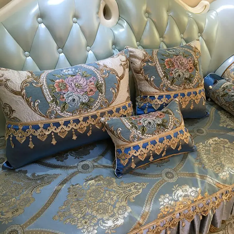 Европейский роскошный синель ткань жаккард вышитые наволочки цветочные