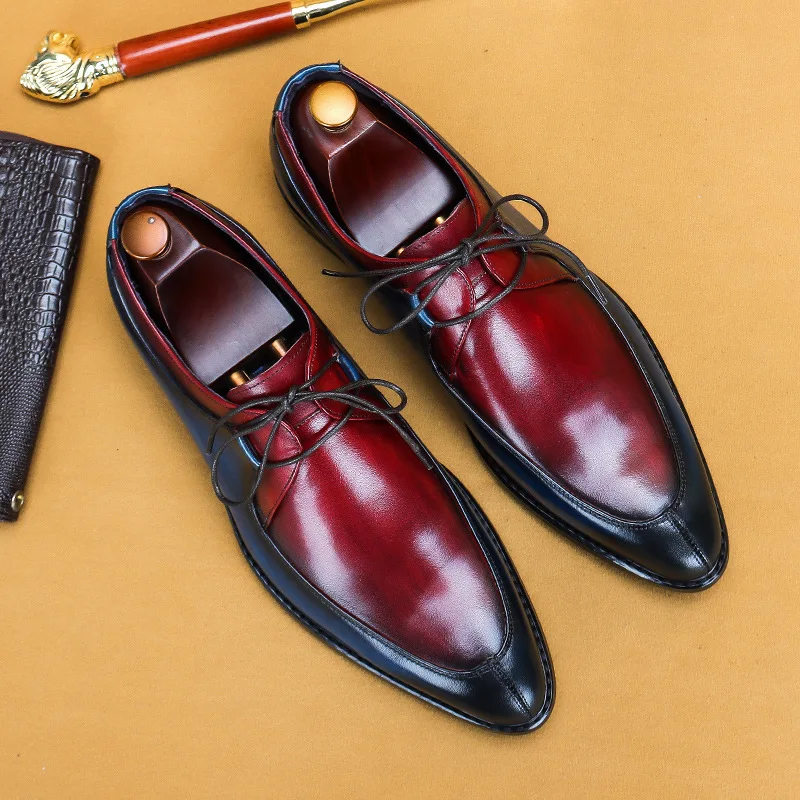 Туфли мужские классические натуральная кожа дышащие заостренный носок