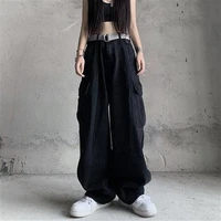 2022spring retro jeans women harajuku black streetwear baggy bf style wide denim pants gothic casual loose oversizetrousers