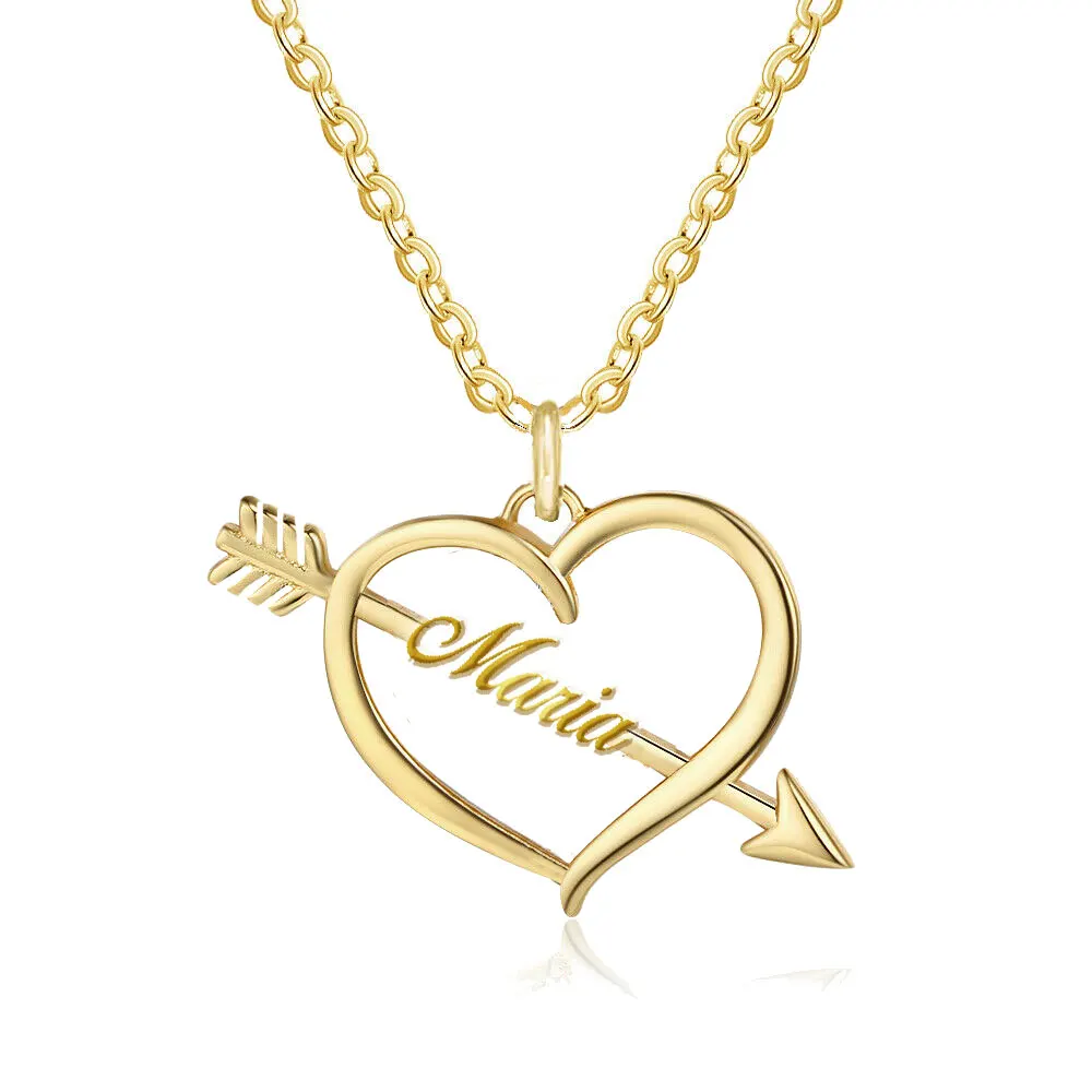 Customized Personalized Name with Love Arrow Pendant Necklace for Girlfriend Gifts for Heart Necklaces Stainless Steel Nameplate