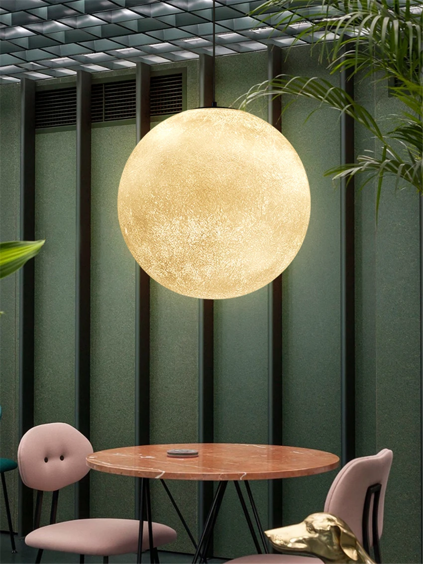 Люстры с планетами и Луной в скандинавском стиле светильники из каучука для