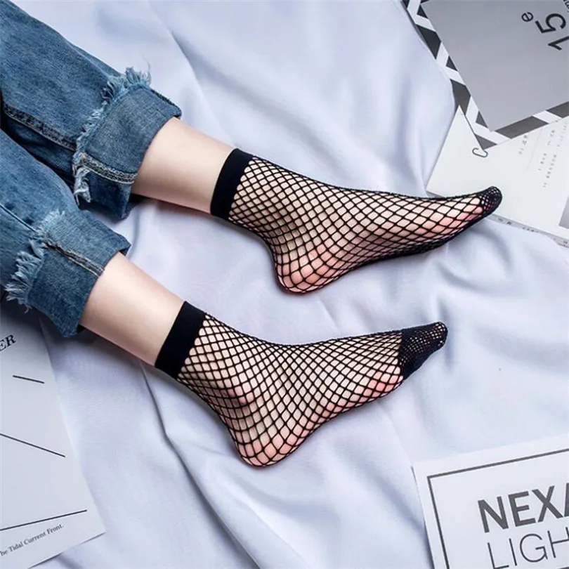 LJCUIYAO Summer Sexy Retro Lace Floral Mesh Women Girl Socks Elastic Fashion Lady Soft Short Female Crystal Hollow Sock | Женская одежда