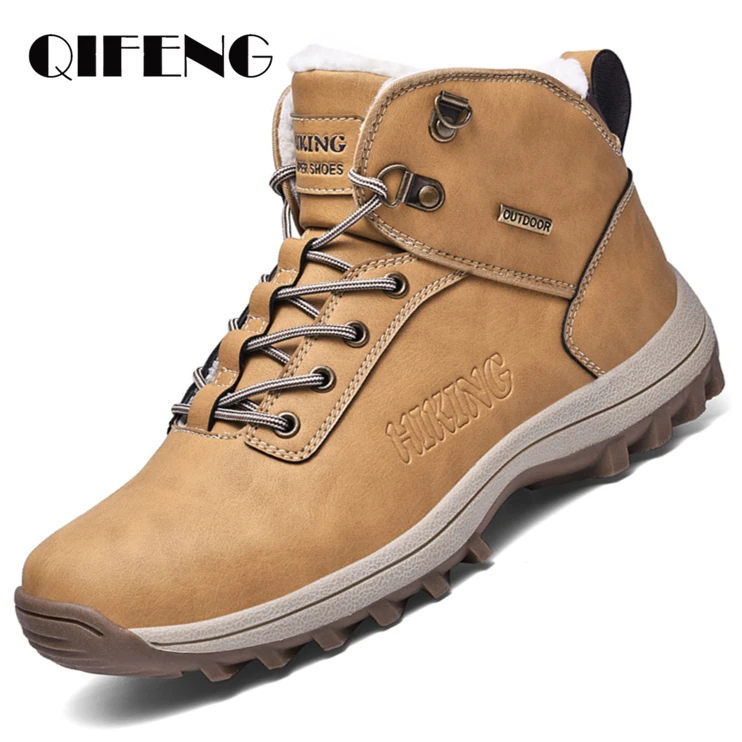 Зимние теплые ботильоны для мужчин кожаные меховые плюшевые зимние ботинки