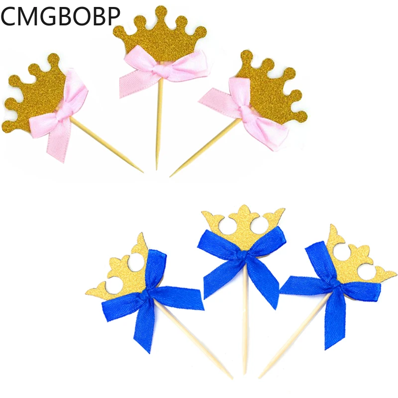 10 шт./лот корона принцессы золотистый позолоченный торт Топпер 1-й День рождения