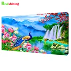 5d алмазная вышивка сделай сам, пион, павлин, полный квадрат, круглая Алмазная картина, водопады, набор для мозаики с природным ландшафтом N2281