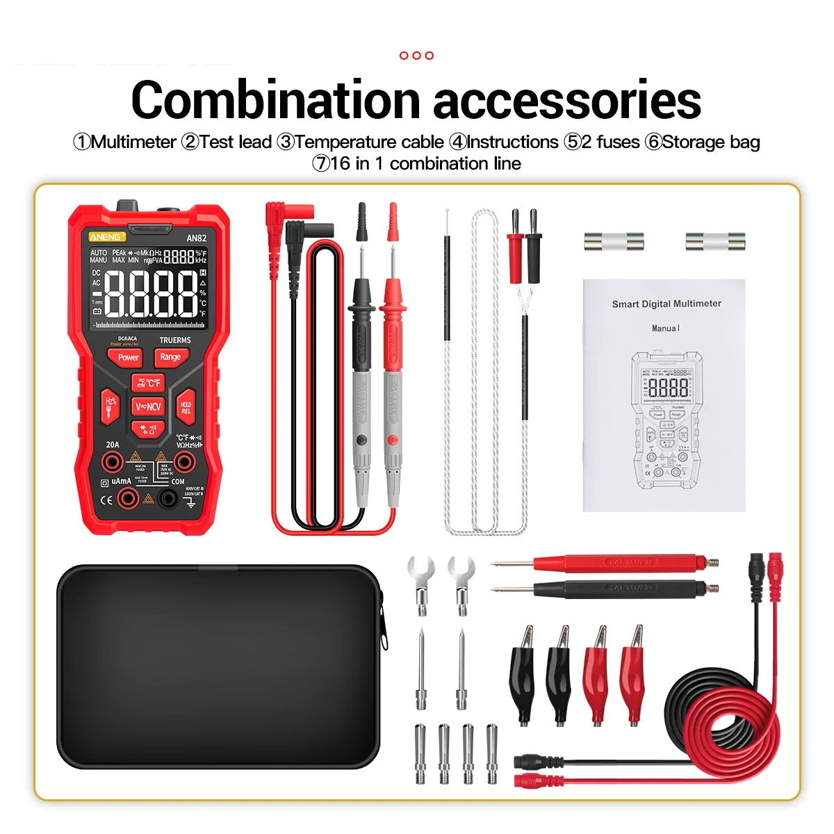

ANENG AN82 Digital Multimeter Professional 9999 Tester DIY Transistor Capacitor NCV Testers True RMS Analog meter Multimetro