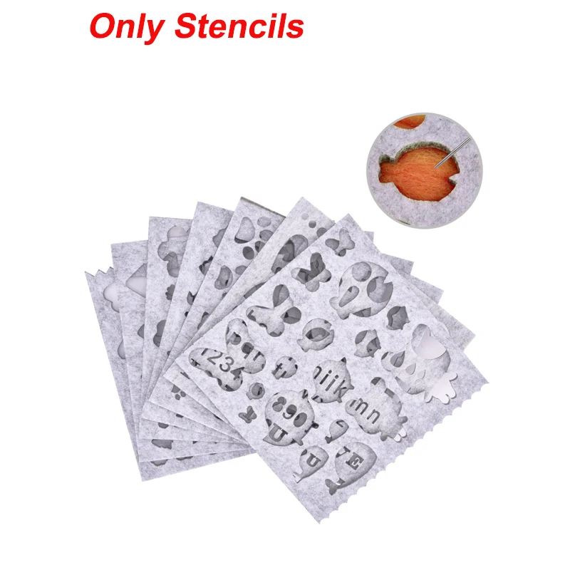 Only Stencils 50/36 цветов, набор инструментов из шерстяного войлока для самостоятельного плетения, волоконный материал с войлочной иглой, Набор для плетения, рукоделие, прядильное ремесло - Цвет: Only Stencils