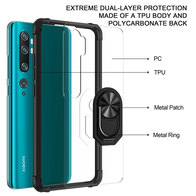 

Heavy protection antidrop Acrylic Magnetic iron ring Bracket Phone Case For Xiaomi CC9 Redmi 8A Note 8 Pro Shockproof Back Cover