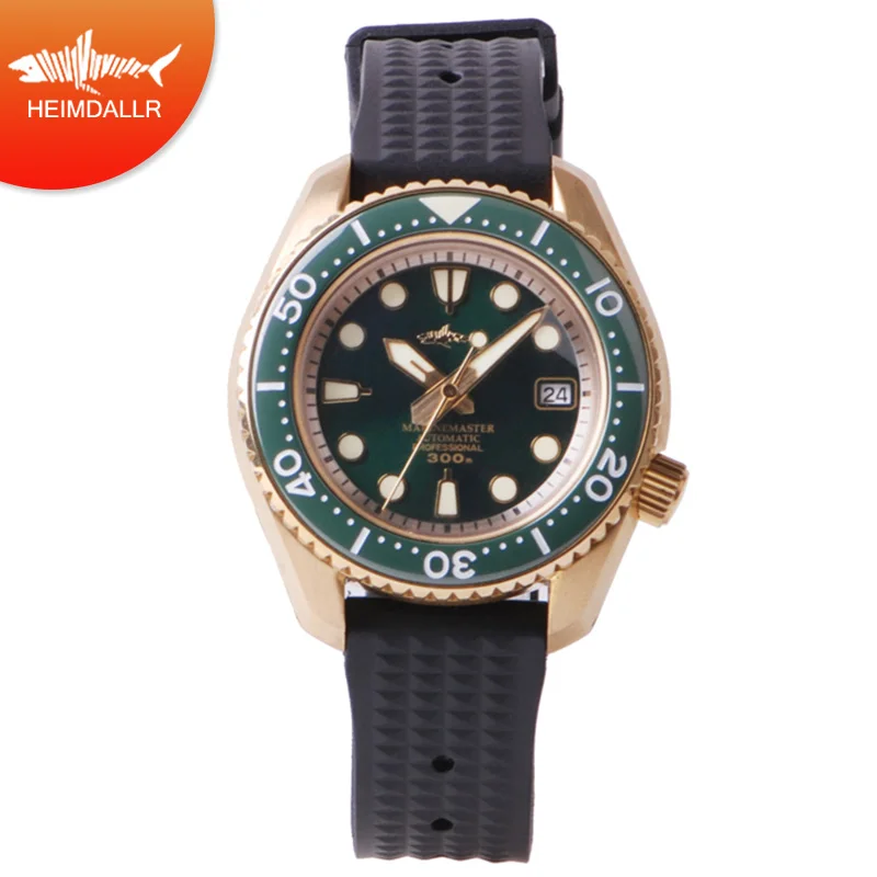 Мужские часы с автоподвижным механизмом HEIMDALLR бронзовые s Diver 46 мм черный