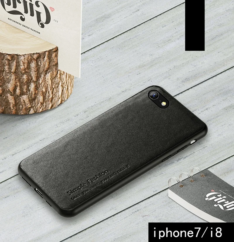 Для iPhone X Xr Xs 11 Pro Max Роскошный чехол из натуральной кожи для iPhone 7 8 Plus анти-осенняя крышка - Цвет: Black