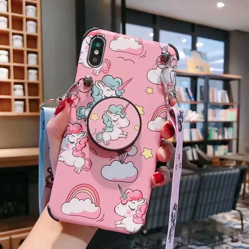 Милый мультяшный Единорог Улица Сезам ремешок чехол для iphone 6 6S 7 8 plus X XS XR Max стенд держатель мягкий IMD телефон couqe - Цвет: F