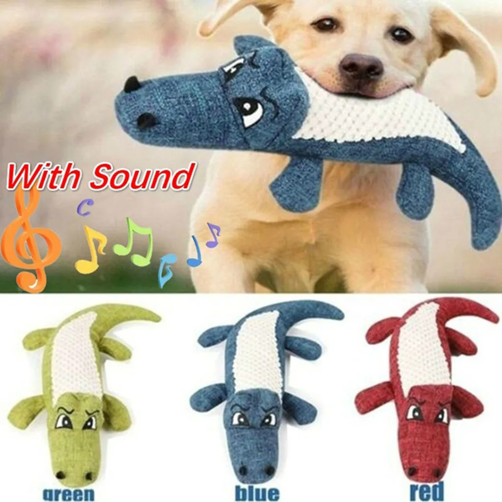 Funny Pet Dog Cat Stuffed Toys Sustainability Chews Toys Simulation Crocodile Built-in Sound Generator Animals Plush Squeak Toys