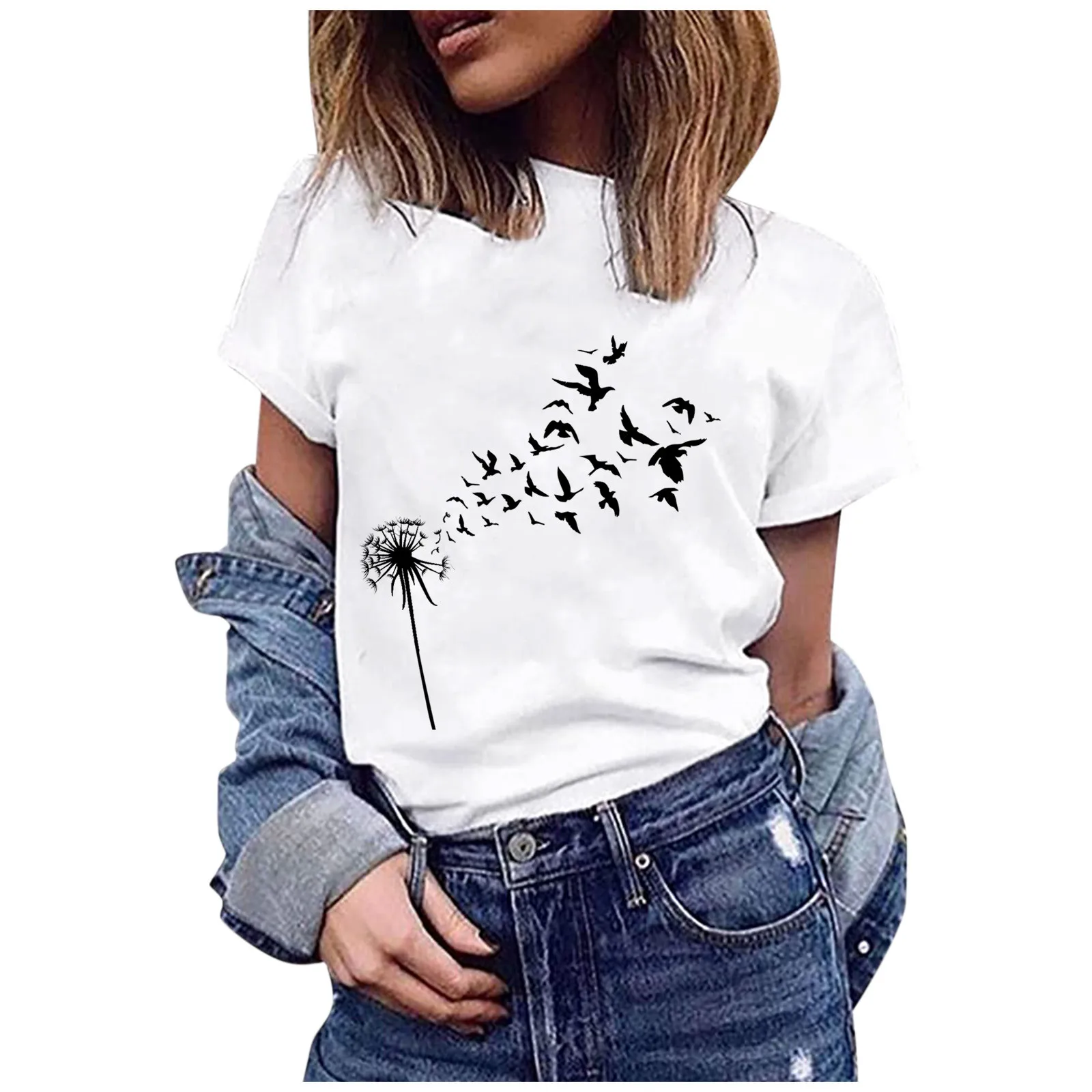

Women Casual Printing Short Sleeves O-Neck Loose T-Shirt Blouse Top Lady Fashion Streetwear Tees Basic T-shirt