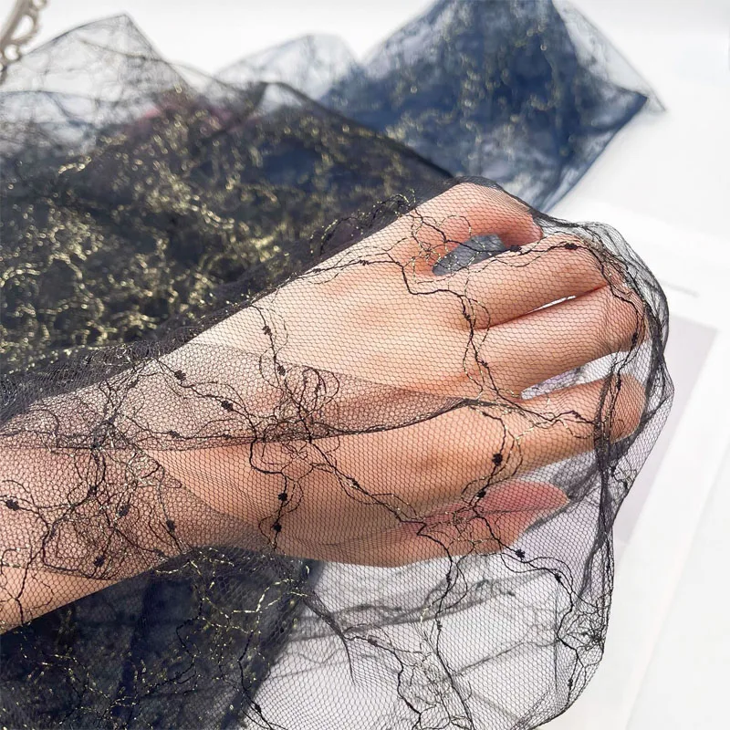 Блестящая вуаль 160*90 см металлическая сетчатая ткань декоративная кружевная