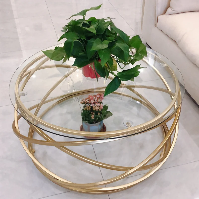 Кофейный столик в скандинавском стиле креативный кованый из закаленного стекла