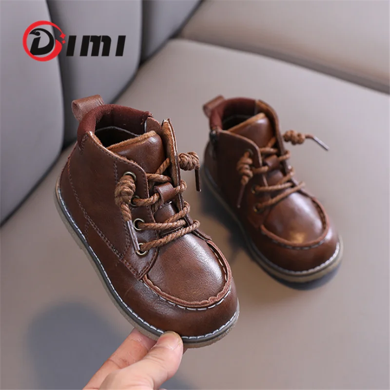 

DIMI Autumn/Winter Children Shoes Genuine Leather Boys Girls Martin Boots Fashion Soft Comfortable Non-Slip Baby Toddler Boots