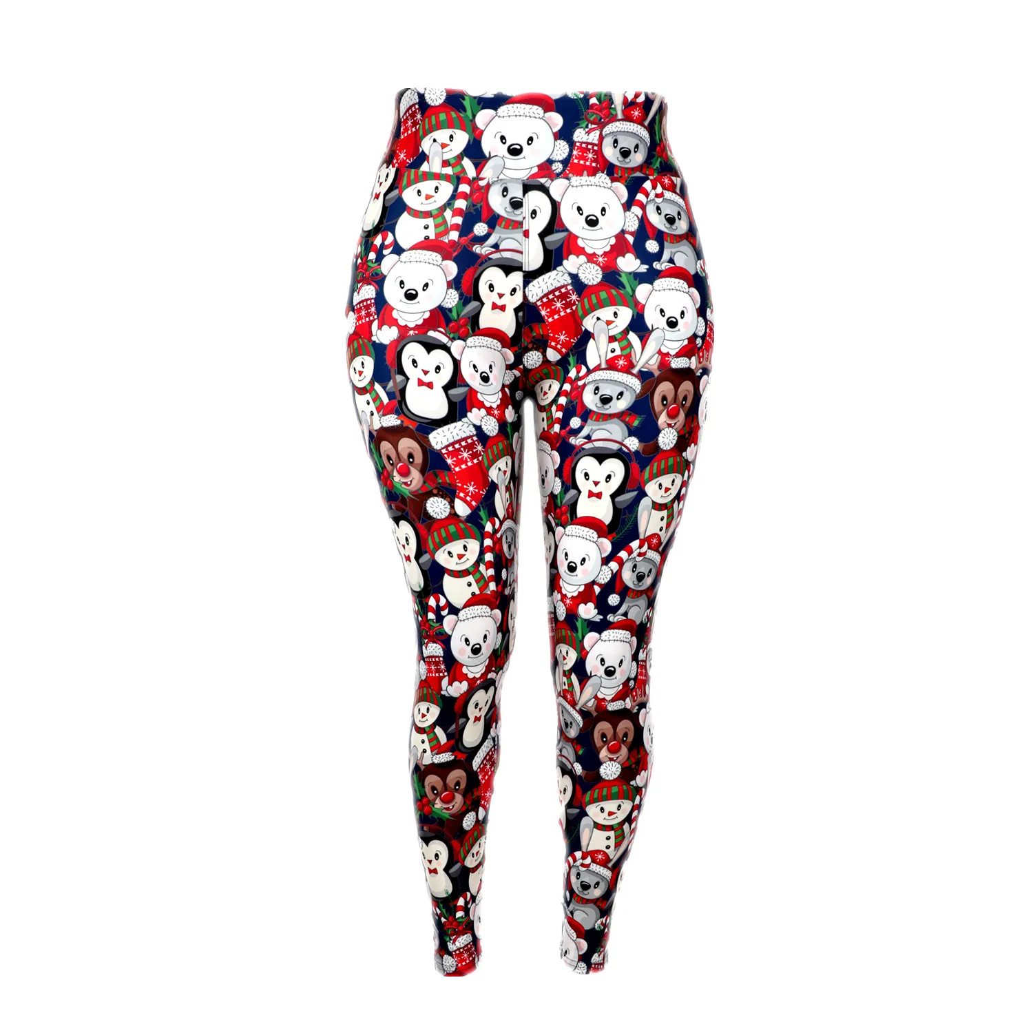 

Popular polyester spandex stretch pants buttery soft workout Tights Fashion women girls Christmas Cartoon Leggings high waist