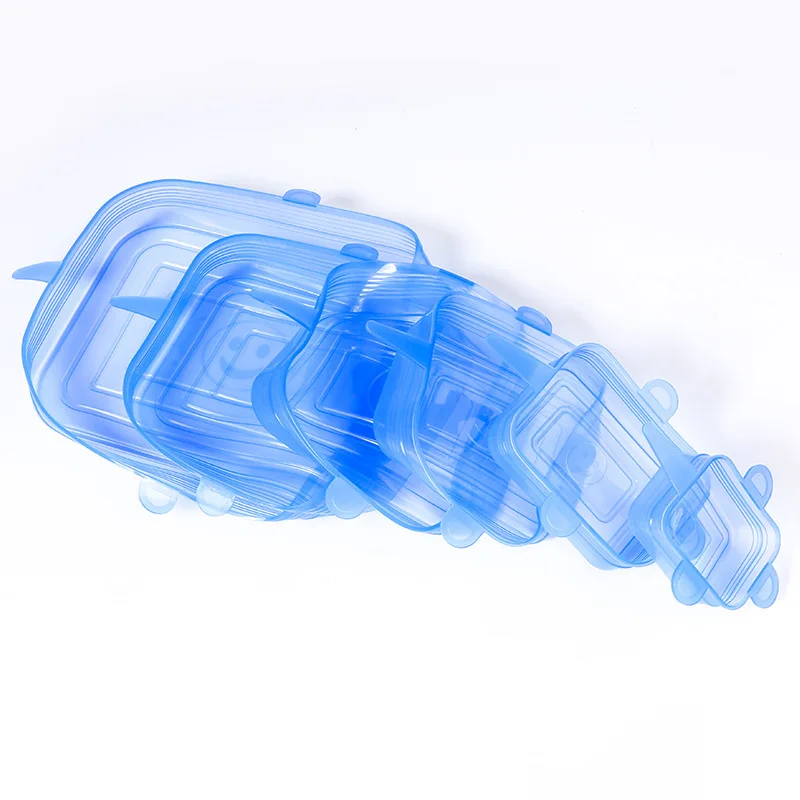 

6 шт./компл., многоразовая силиконовая крышка для пищевых продуктов, крышка для пищевых контейнеров, крышка для свежих пищевых продуктов, рас...