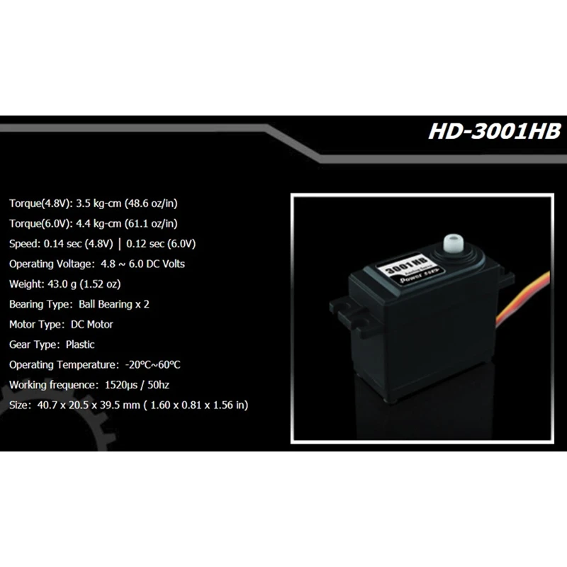 Усилитель мощности HD 3001HB Аналоговый сервопривод 4 кг стандартный рулевой