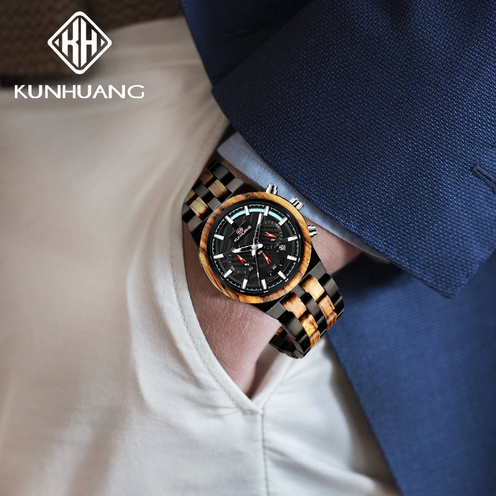 Деревянные наручные часы деревянные Мужские кварцевые мужские из бамбука