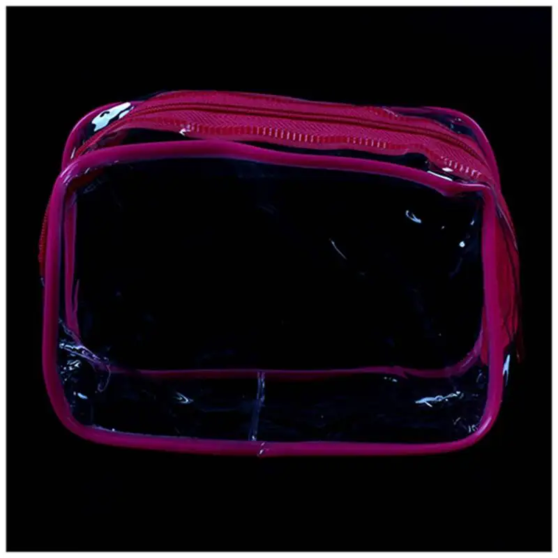 Прозрачная дорожная косметичка из ПВХ цвет розово красный S|Косметички| |