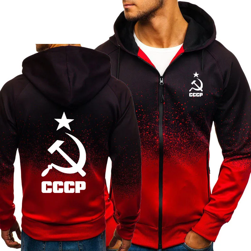 

NEW Hoodies Unique CCCP Russian USSR Soviet Union Print Gradient Hooded Mens Jacket Sweatshirt Fleece Tracksuits Male Masculino