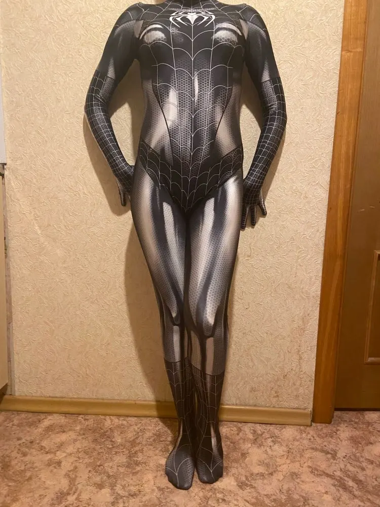 

Black Symbiote Mary Jane Cosplay Costume Woman Girls Catsuit Halloween Zentai Suit Adults Kids Bodysuit