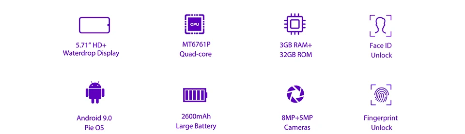 OUKITEL C16 PRO 5,71 ''HD+ большой экран 4G смартфон MT6761P четырехъядерный 3 ГБ 32 ГБ Android 9,0 Pie Face ID мобильный телефон