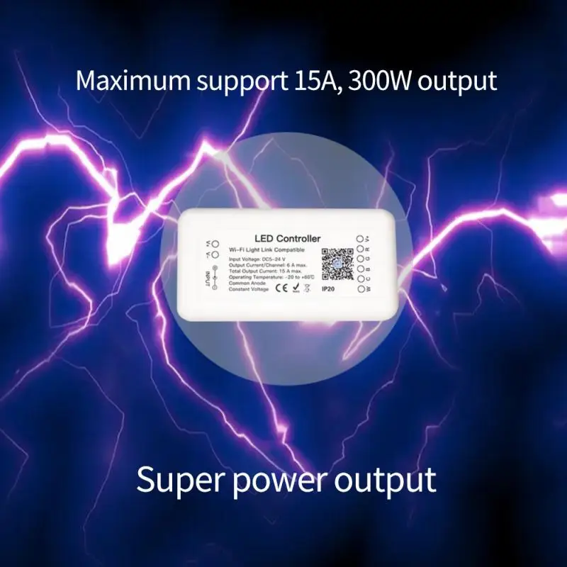 

Tuya Wifi Smart LED Controller Compatible with Alexa Google Assistant RGB+CCT 6pin Light Strip Controller Wirelessly Dimmable