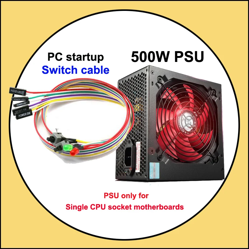 Computer Power-up Switch cable 500W PSU for HUANANZHI motherboard combos PFC active 600W 700W 800W 1000W all available