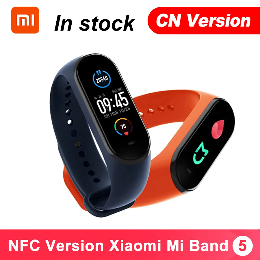 Смарт браслет Xiaomi Mi Band 5 спортивный водонепроницаемый фитнес трекер экран AMOLED 1