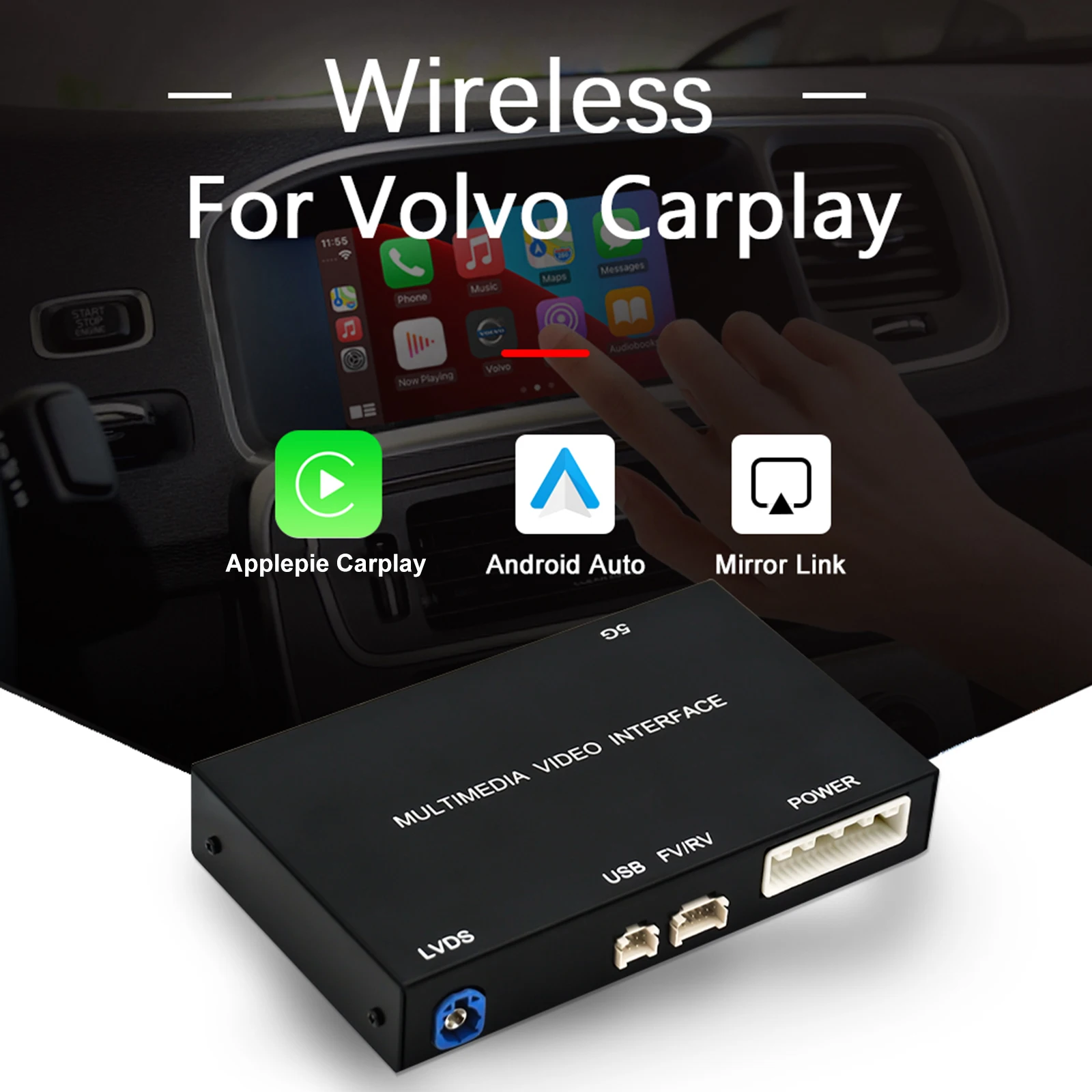 

Wireless CarPlay Decoder Box MuItimedia Interface CarPlay Android Auto Retrofit Kit for Volvo V40 V60 S60/S60L XC60
