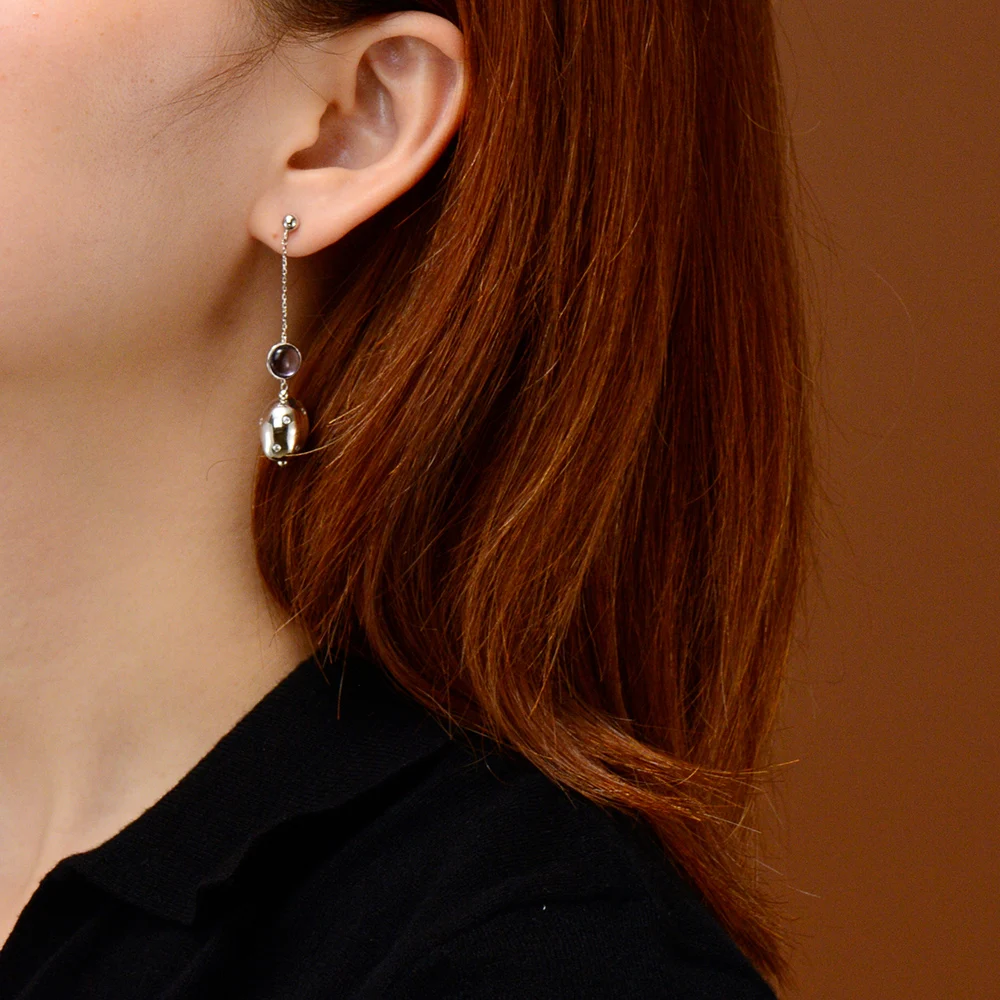 

925 Sterling Silver Zircon Baroque Shape Earrings Crystal Crystal For Woman Girl Fashion Exquisite Earrings