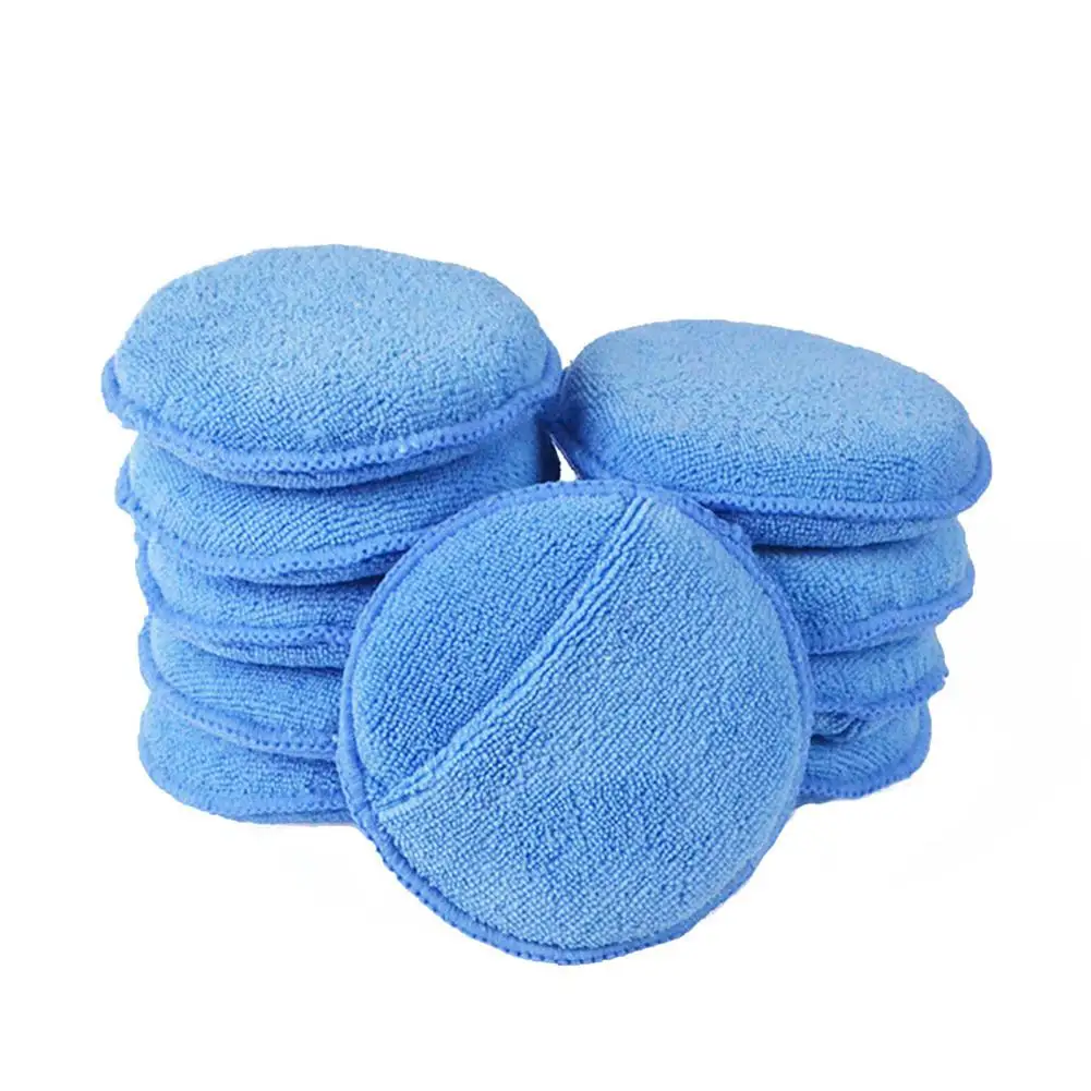 

5 Inch Car Wax Sponge Soft Microfiber Manual Applicator Pad Polishing Sponge with Pocket for Apply Remove Wax Auto Care