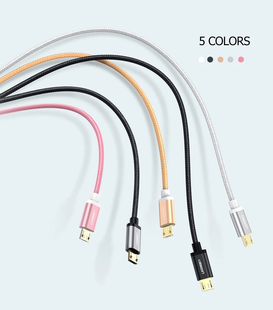 Ugreen Кабель Micro USB 2.4A Кабель для быстрой зарядки данных для Xiaomi Redmi Note Huawei HTC Кабель для зарядки мобильного телефона Кабель Micro USB